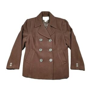 Vintage CHADWICK'S Peacoat Women Size 12‎ Brown Double Breasted 100% Wool Jacket